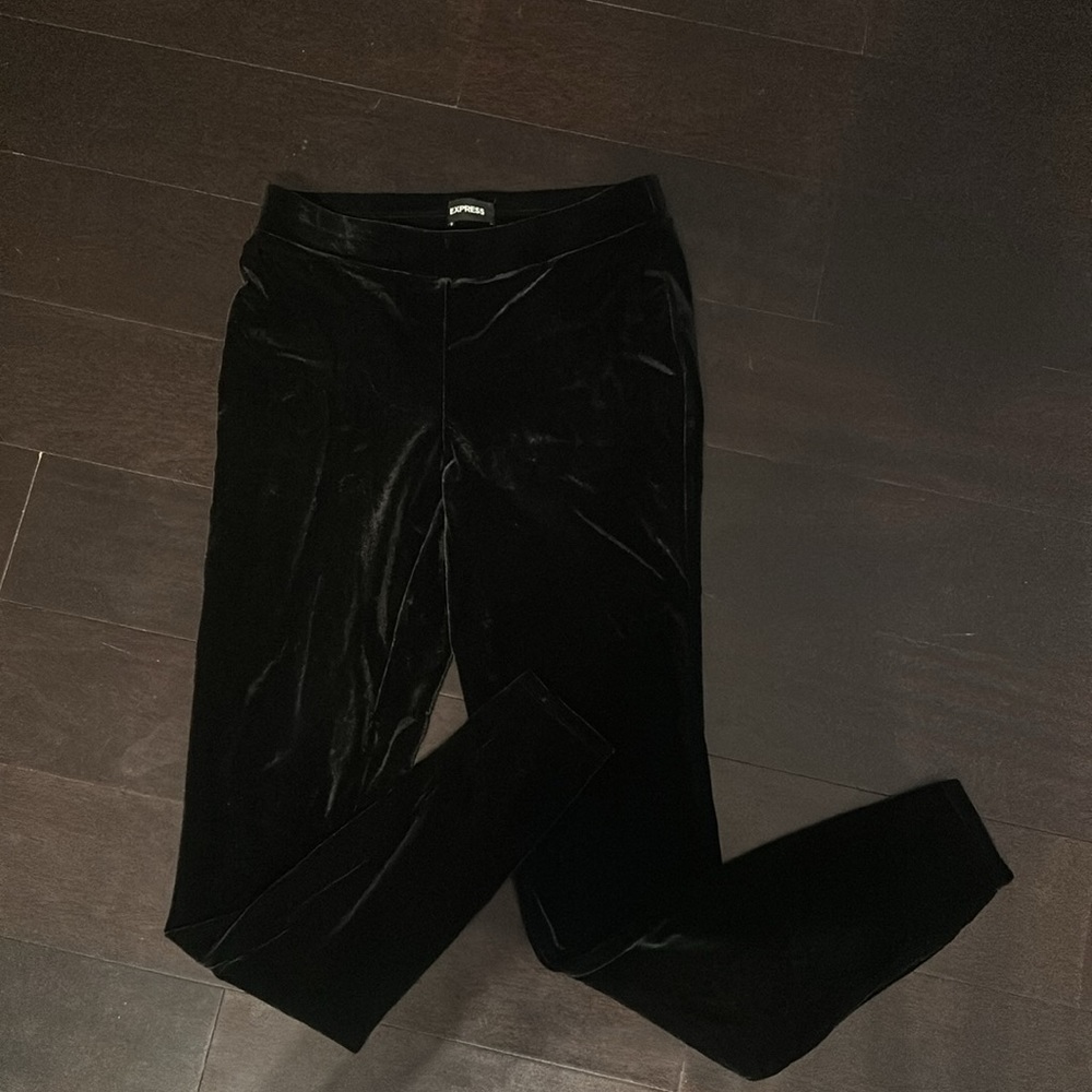 Express black velvet leggings